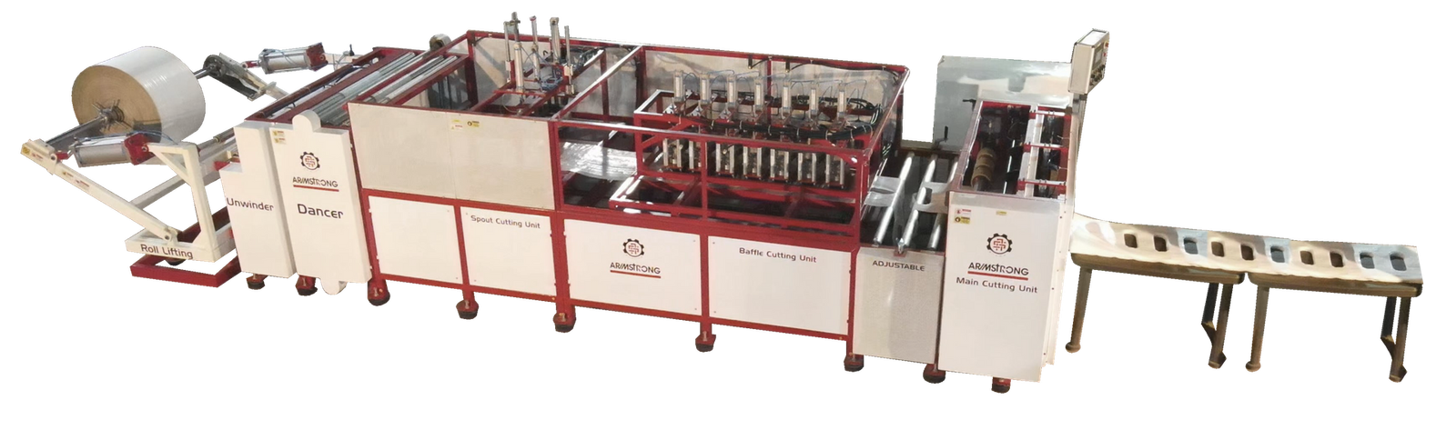 AUTOMATIC SPOUT & BAFFLE PUNCHING MACHINE (ROLL TO PIECE)