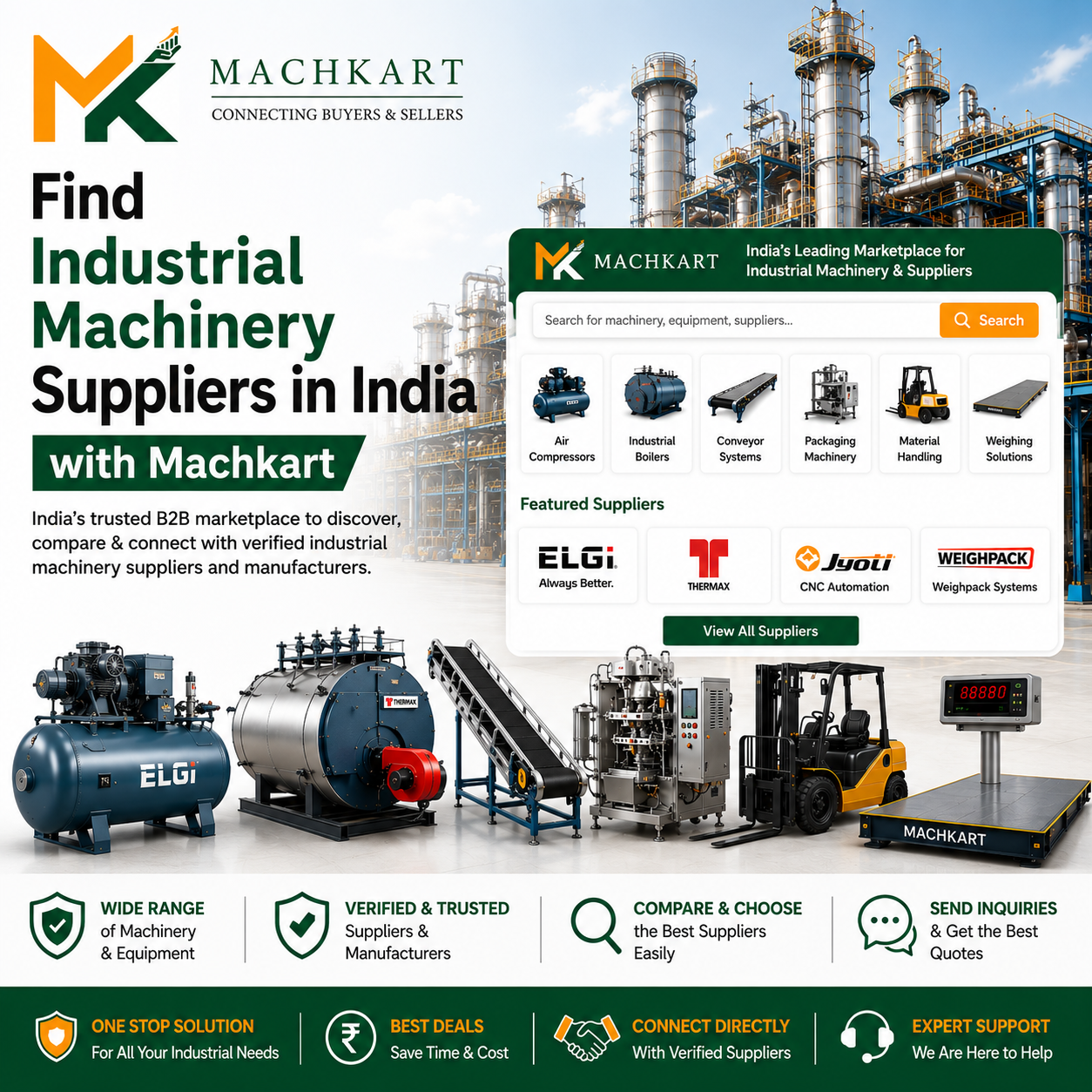 Industrial machinery suppliers in India on Machkart
